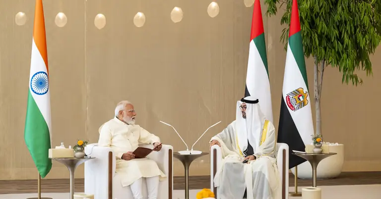শেখ মোহাম্মদ বিন জায়েদ আল নাহিয়ান ও নরেন্দ্র মোদি